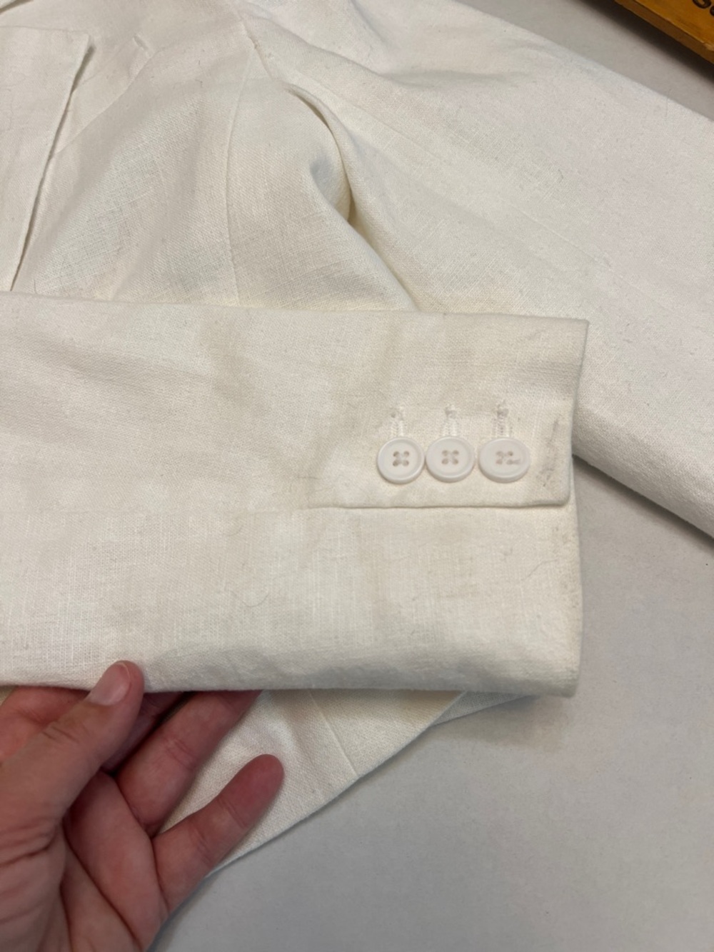 ABERCROMBIE & FITCH COTTON LINEN WOMENS CROPPED BLAZER WHITE SMALL - Picture 16 of 16